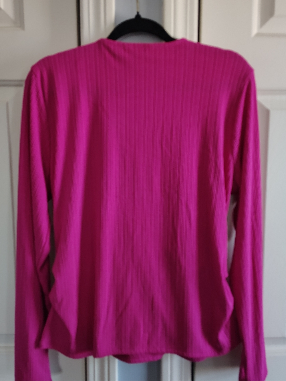 Nine West Textured Pink Ribbed Wrap Top XL - Picture 7 of 12